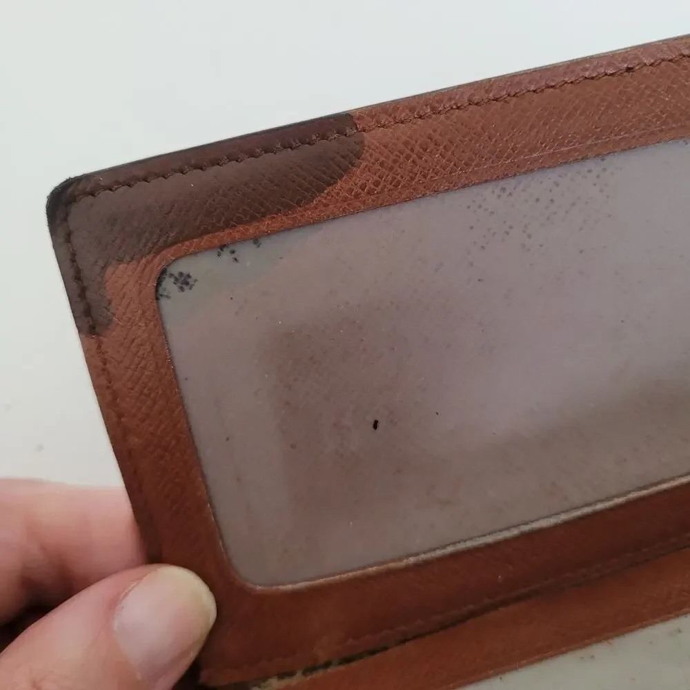 Vintage Louis Vuitton Unisex LV Brown Bi-Fold Leather Wallet Monogram Card Bill